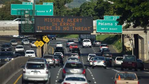 Hawaii false alarm highway sign