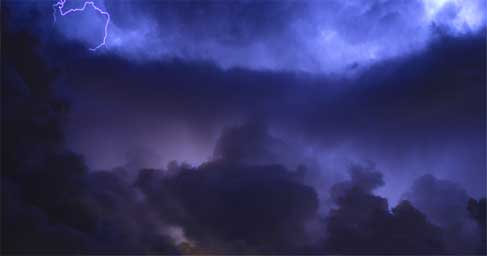 Lightening and clouds